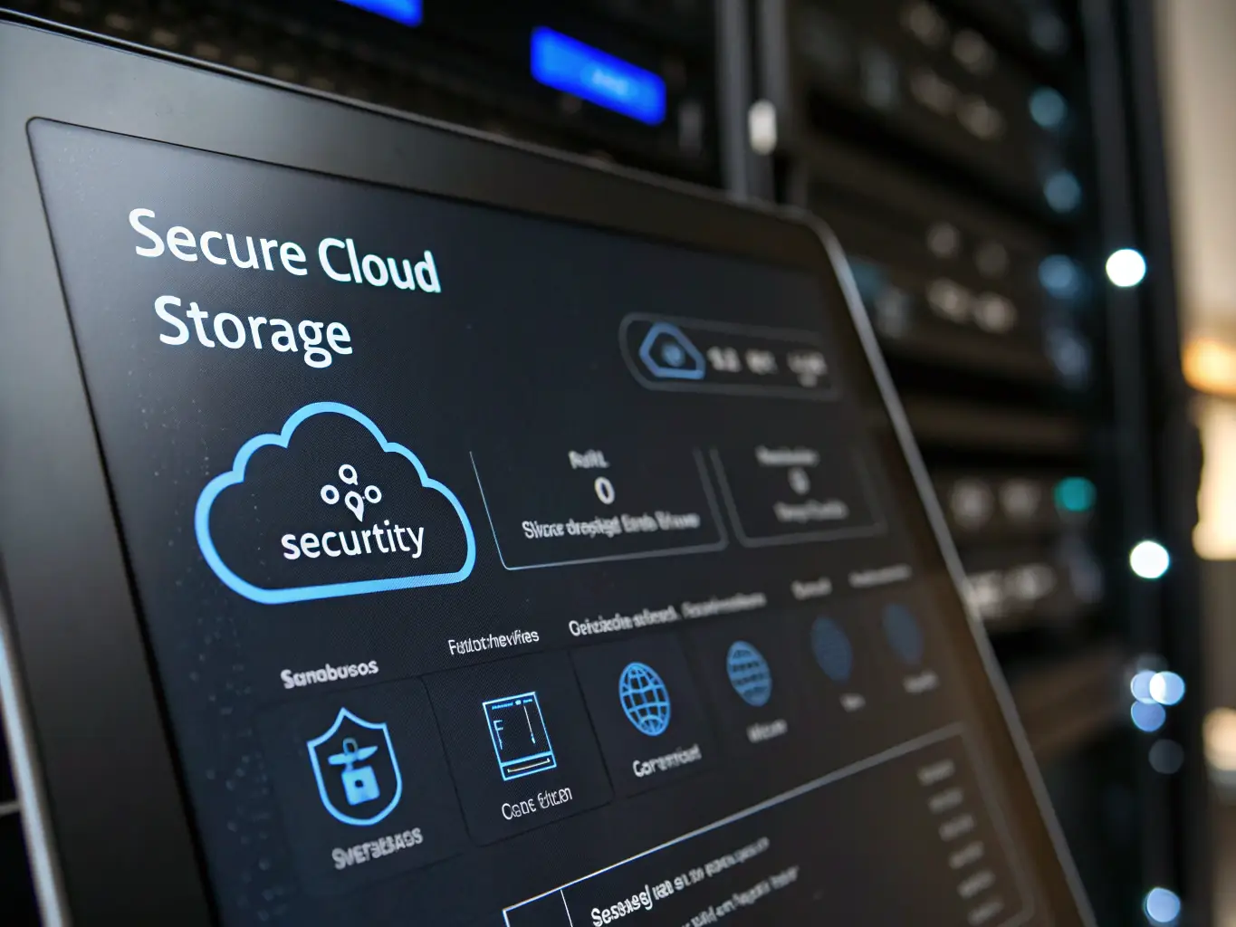 A secure cloud storage interface with multiple layers of security protocols, symbolizing Anatronix's commitment to providing secure cloud computing solutions.