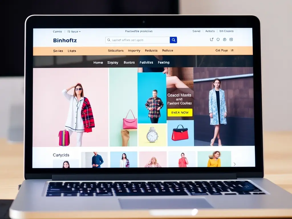 A visually appealing interface of an e-commerce platform for a fashion retailer, showcasing product listings, shopping cart, and secure payment gateway.